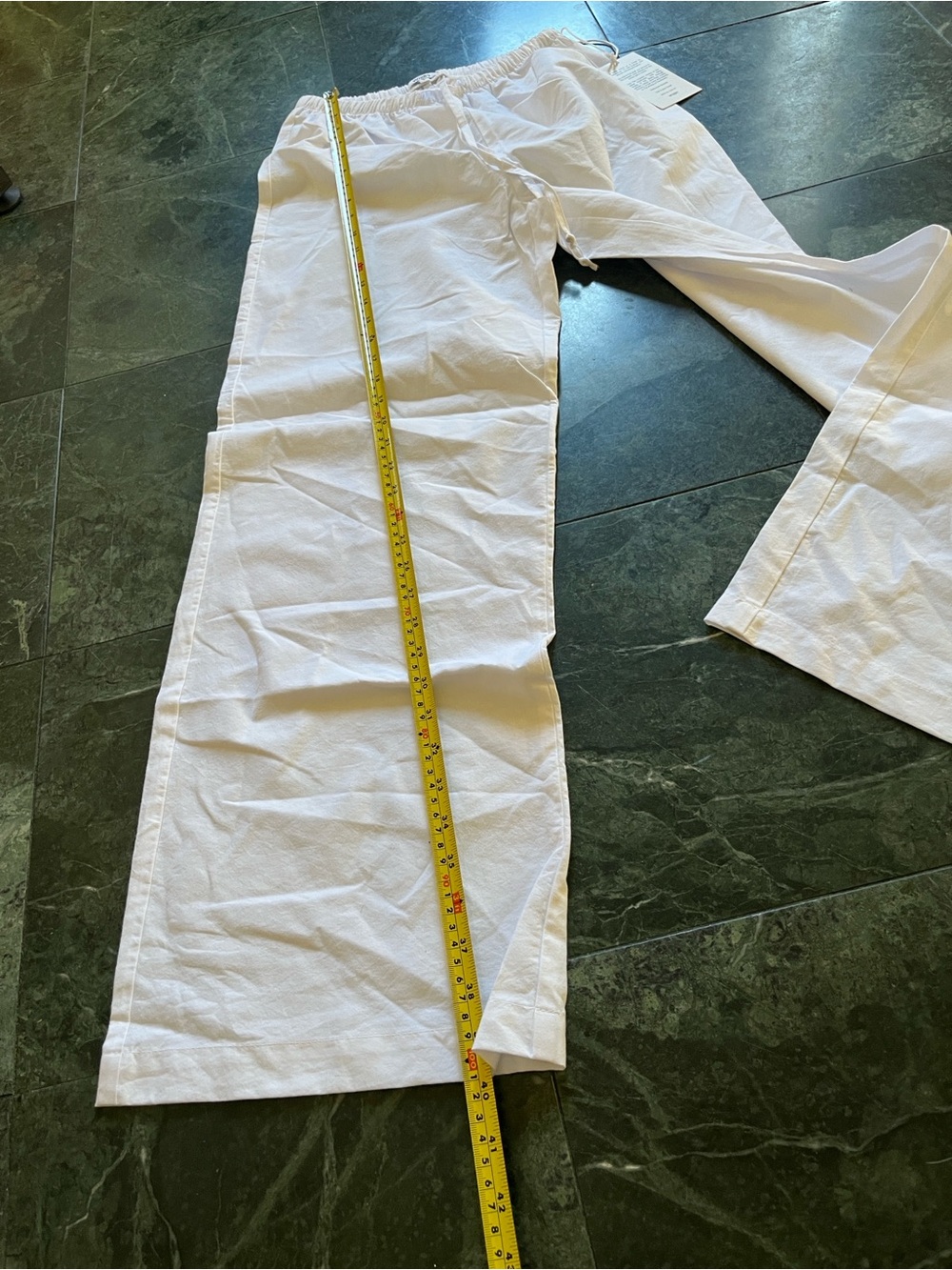 White Drawstring Boot-Cut Pants - Picture 12 of 12